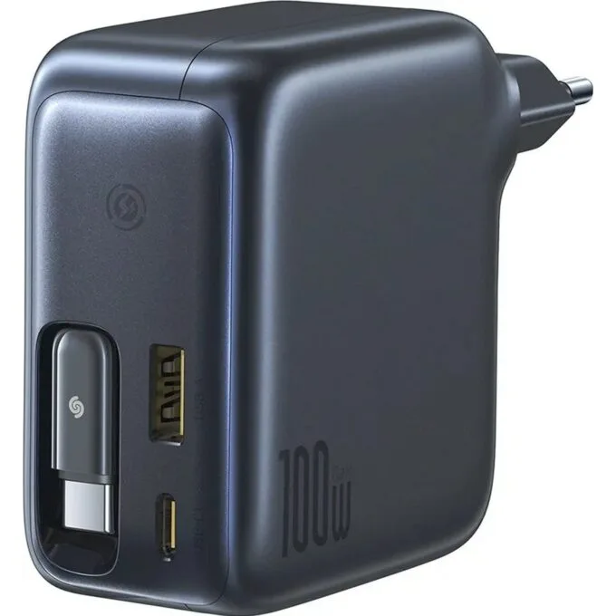 Baseus EnerCore CJ11 100W with USB-A and USB-C ports and with USB-C cable rolled in - black — image 2