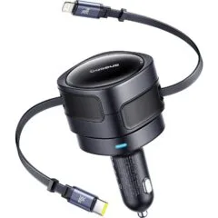 Baseus Enjoyment Max 60W with rolled USB-C and Lightning cables - black