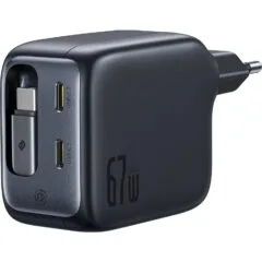 Baseus EnerCore CJ11 67W with two USB-C ports and with USB-C cable rolled in - black