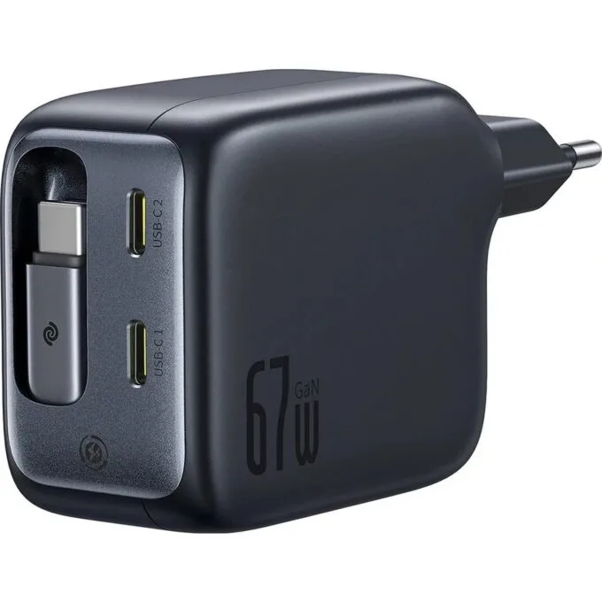 Baseus EnerCore CJ11 67W with two USB-C ports and with USB-C cable rolled in - black — image 1