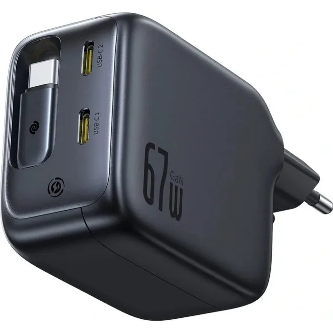 Baseus EnerCore CJ11 67W with two USB-C ports and with USB-C cable rolled in - black — image 2