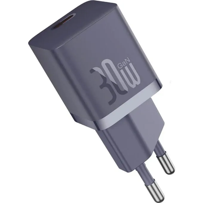 Baseus GaN5 30W USB-C EU with purple Baseus Dynamic cable 3 USB-C 100W 1m - purple — image 1