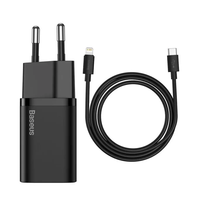 Baseus Super Si Quick Charger 1C 20W with USB-C cable for Lightning 1m (black) — image 1