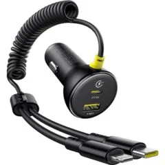 Baseus Circular 60W USB-A + USB-C with built-in Lightning + USB-C 1.4 m - black