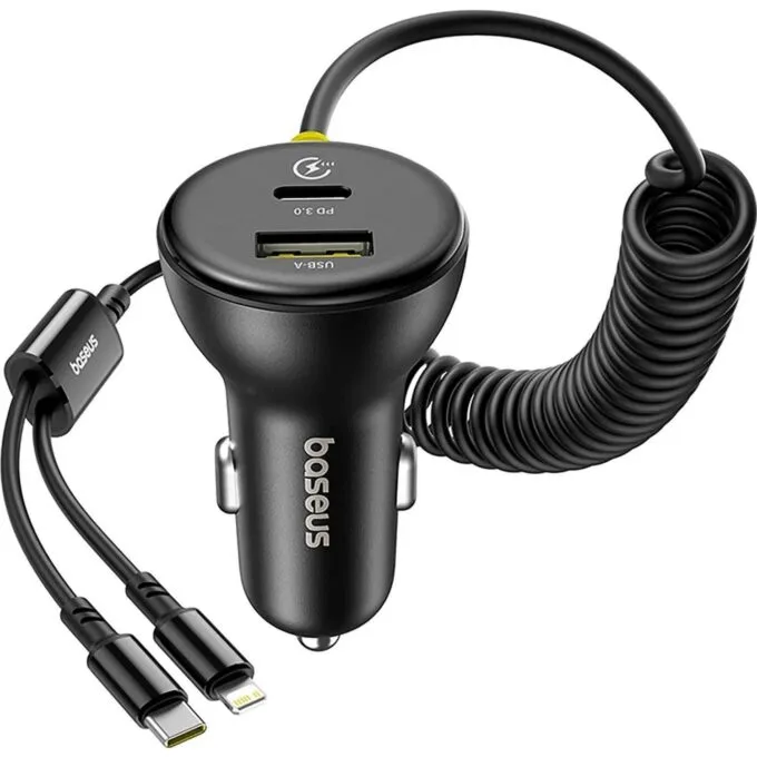 Baseus Circular 60W USB-A + USB-C with built-in Lightning + USB-C 1.4 m - black — image 4