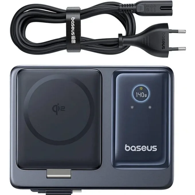 Baseus NOMOS 140W Qi2 5w1 wireless with USB-C cable and digital display - black — image 6