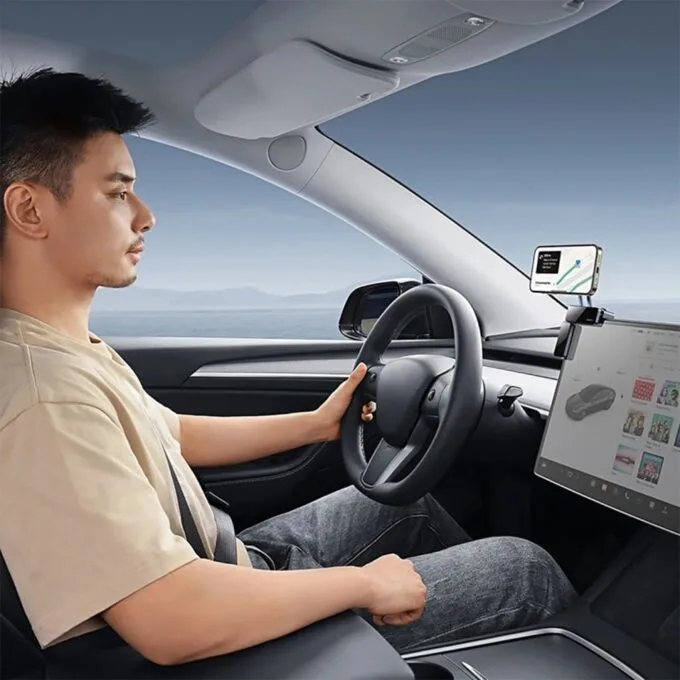 Baseus MaxView mounted on car display - grey — image 7