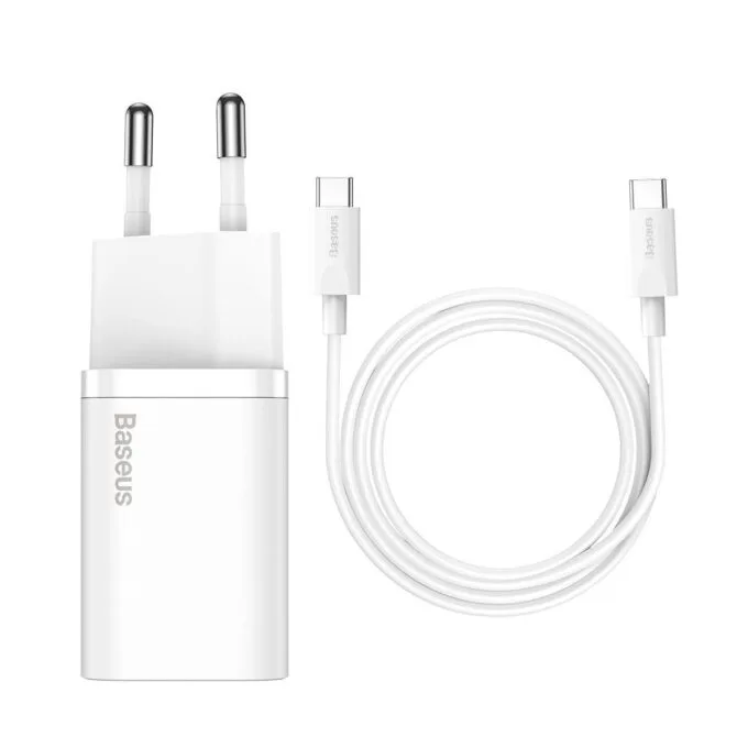 Baseus Super Si Quick Charger 1C 25W with USB-C cable for USB-C 1m (white) — image 1