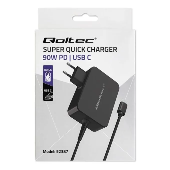 Qoltec GaN POWER PRO | 1xUSB-C | 90W | 5-20V | 3-4.5A | Czarna — image 10