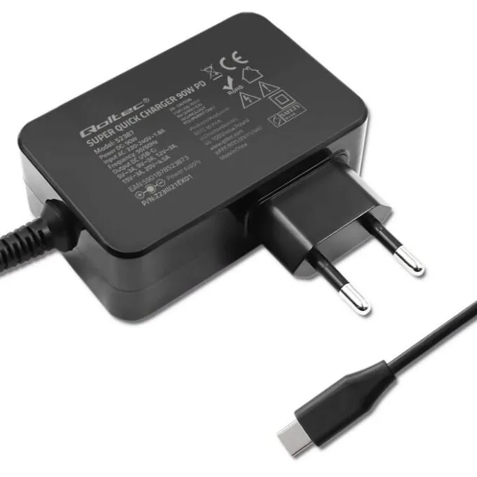 Qoltec GaN POWER PRO | 1xUSB-C | 90W | 5-20V | 3-4.5A | Czarna — image 9