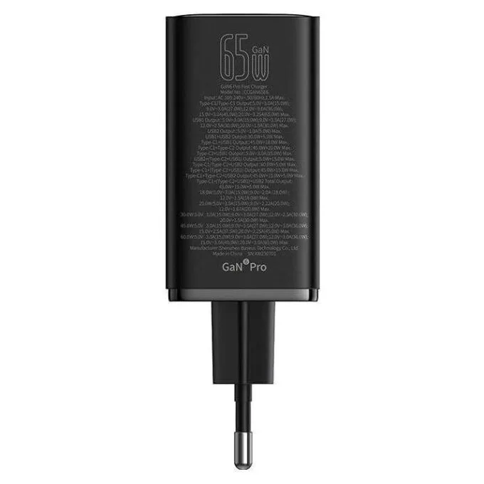 Baseus GaN6 Pro, 2xUSB-C + 2xUSB, 65W (black) — image 6