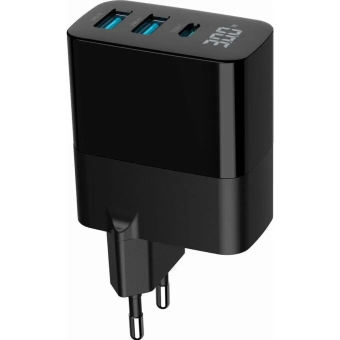 Gembird GaN 2xUSB QC3.0 18W Type-C 30W LCD black — image 5