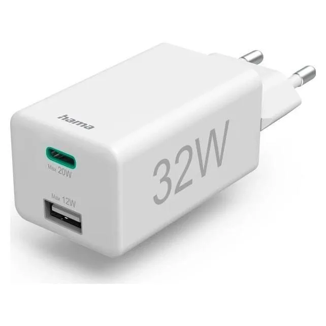 Network charger brake mini 32W PD/QC 1x USB-C, 1x USB-A white — image 1