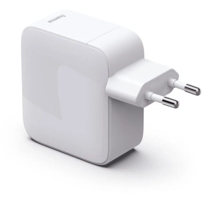 Hama GAN 30W PD/QC with rolled cable, 2x USB-C, white — image 3