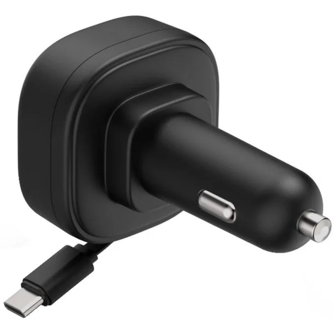 GAN car brake 30W PD/QC with cable rolled, 2x USB-C, black — image 3