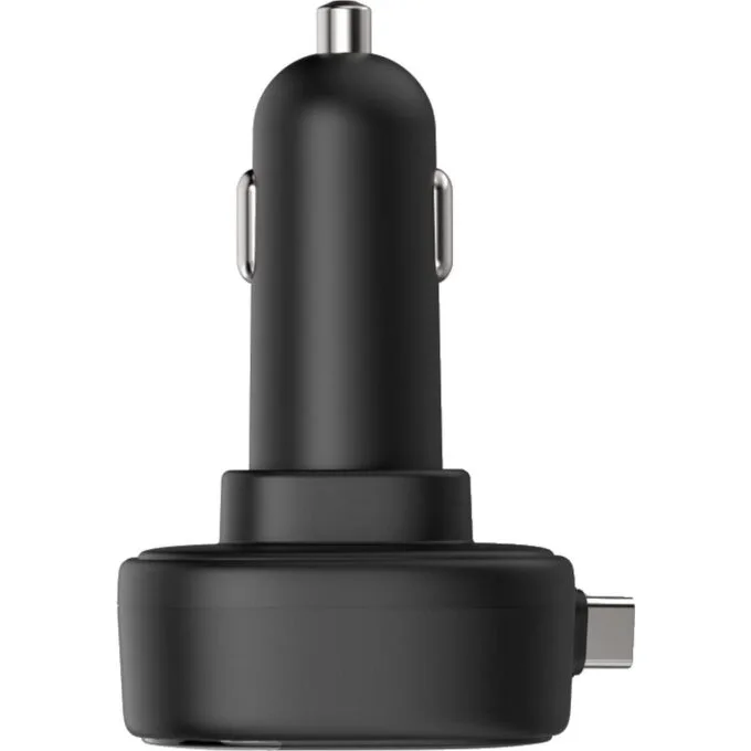 GAN car brake 30W PD/QC with cable rolled, 2x USB-C, black — image 4