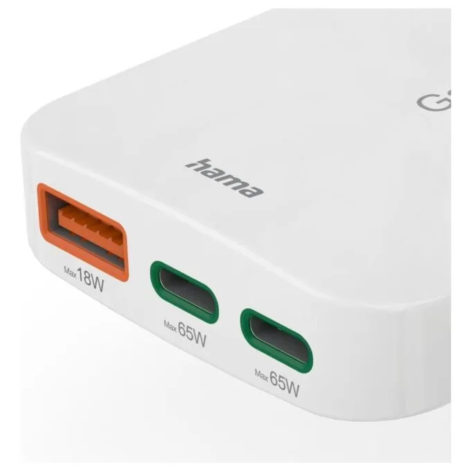 Hama 65W GAN, 2X USB-C, 1X USB-A, white — image 5