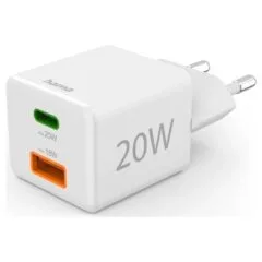 Hama mini 20W PD/QC 1x USB-C, 1x USB-A white