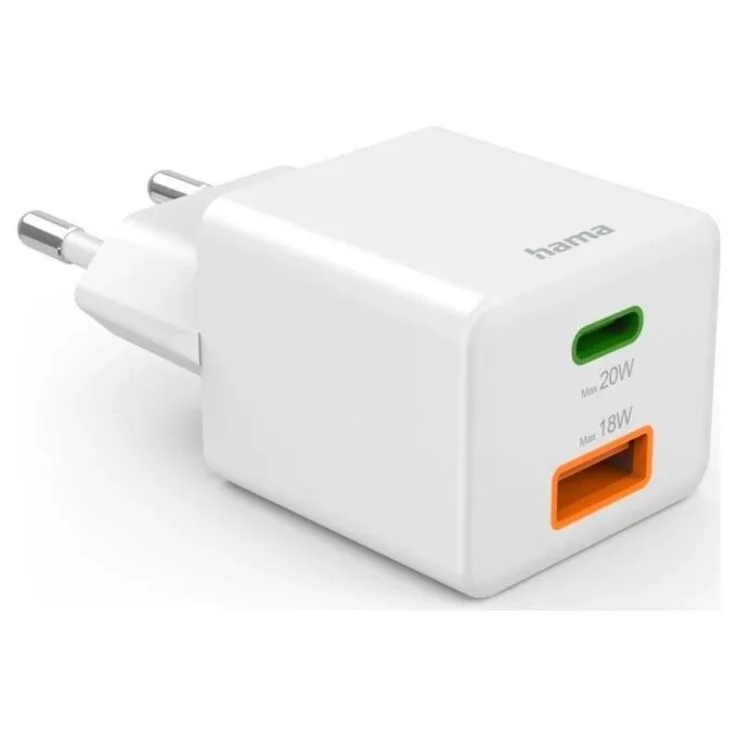Hama mini 20W PD/QC 1x USB-C, 1x USB-A white — image 2
