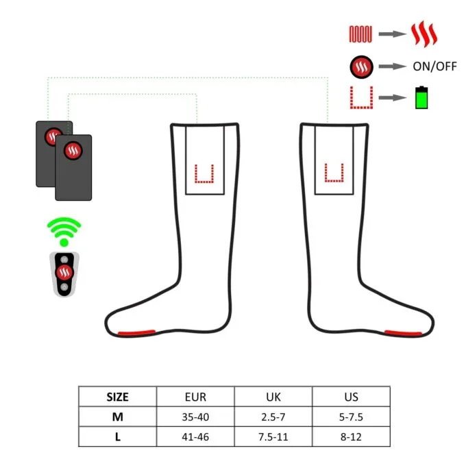 Glovia heated socks with remote control, size 35-40, red — image 11