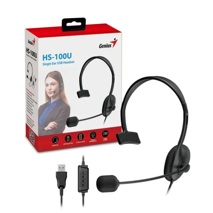 Genius PC Headset USB-A Single Ear & InLine Control HS-100U — image 2