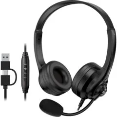Genius PC Headset USB-A+C InLine Control & Ultra Soft Foam Cushions HS-235U AI (A+C)