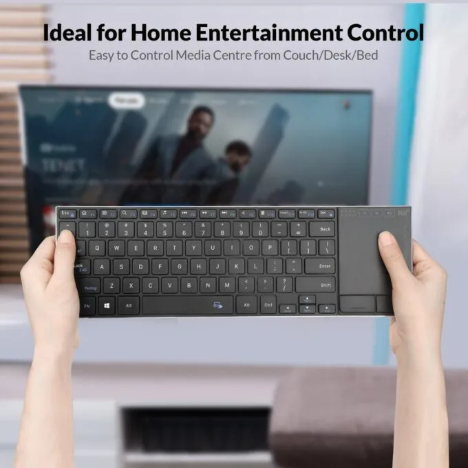 Rii Mini Keyboard Wireless 2.4GHz & Bluetooth with Large Touchpad & Media Keys Stainless Steel RT721 — image 2