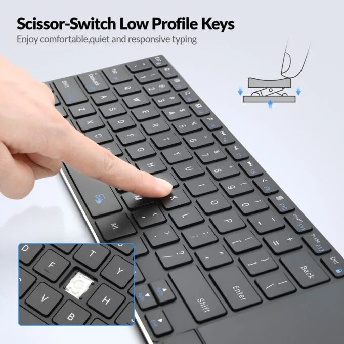 Rii Mini Keyboard Wireless 2.4GHz & Bluetooth with Large Touchpad & Media Keys Stainless Steel RT721 — image 7