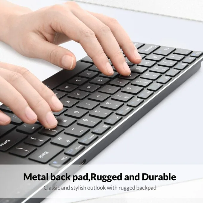 Rii Mini Keyboard Wireless 2.4GHz & Bluetooth with Large Touchpad & Media Keys Stainless Steel RT721 — image 9