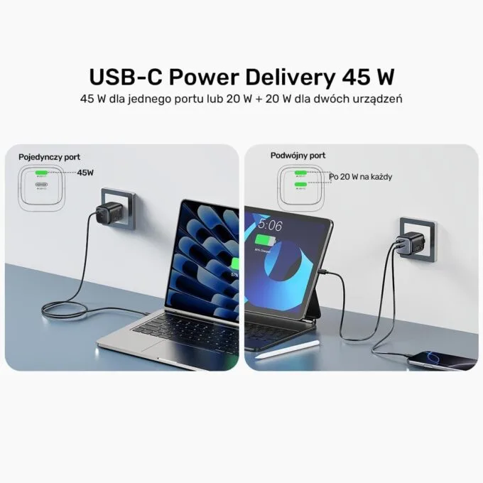 Unitek 45W, 2xUSB-C, PD 3.0, QC, black — image 5