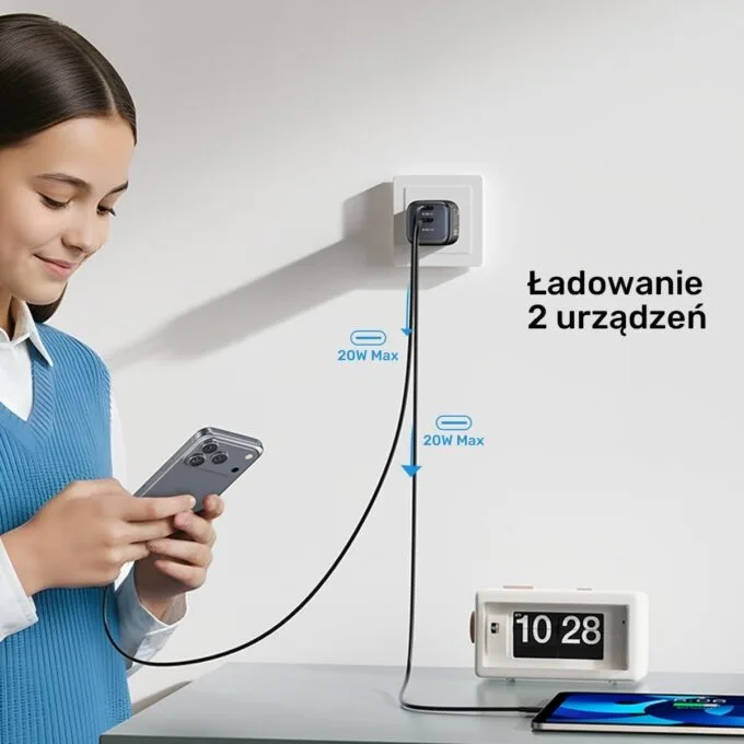 Unitek 45W, 2xUSB-C, PD 3.0, QC, black — image 6