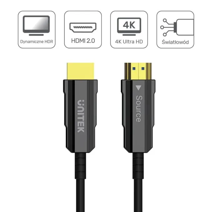 Unitek HDMI 2.0 optical cable AOC 4K 60Hz 50m black — image 3