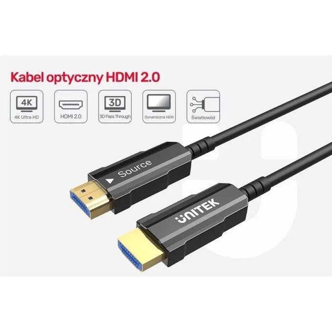 Unitek HDMI 2.0 optical cable AOC 4K 60Hz 50m black — image 6