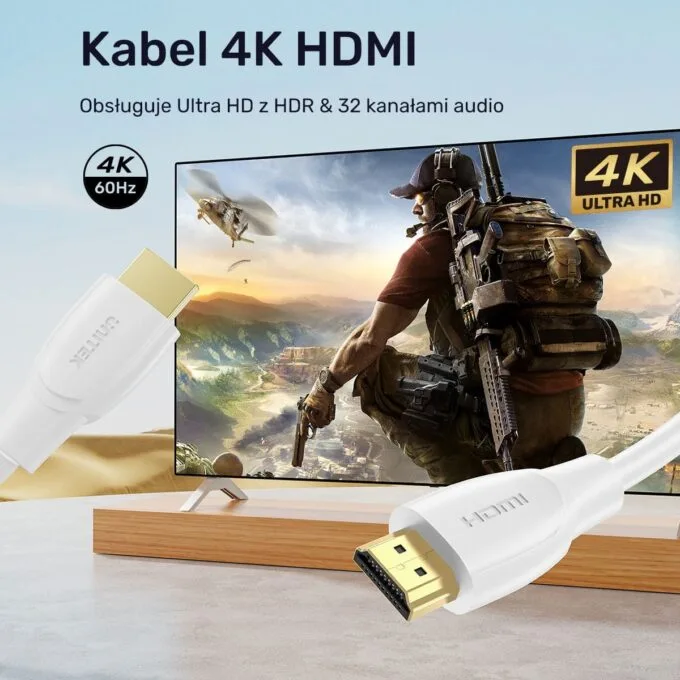 Unitek HDMI 2.0 cable 4K white 7.5m — image 3