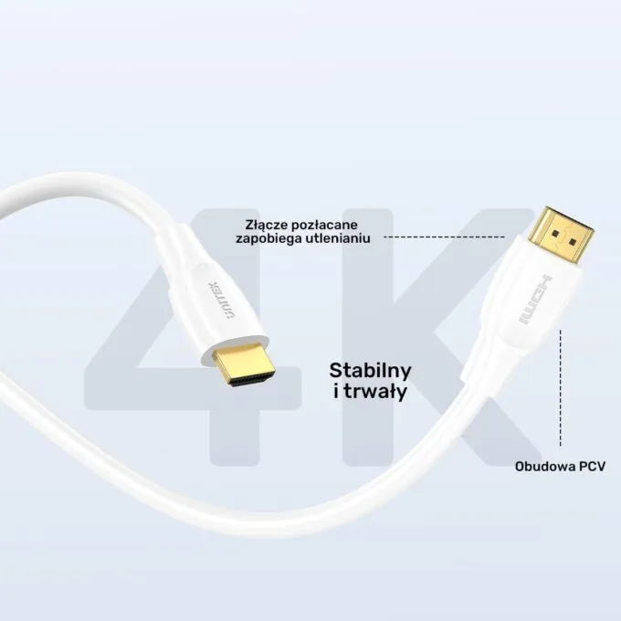 Unitek HDMI 2.0 cable 4K white 7.5m — image 8