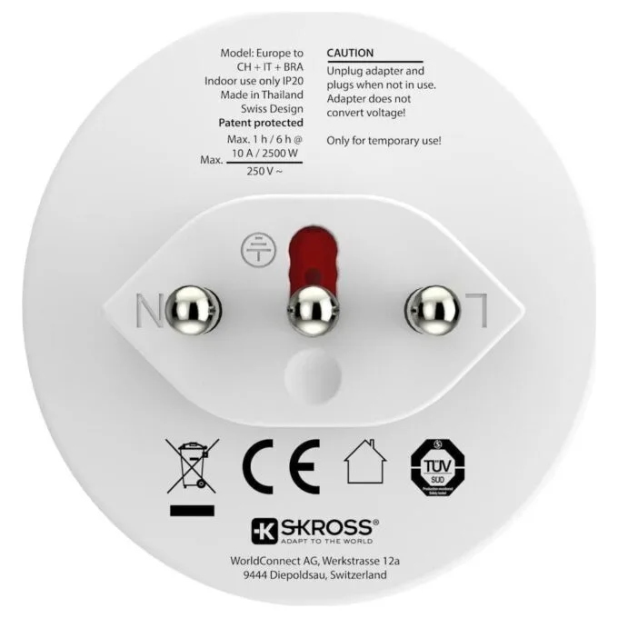 SKROSS adapter from Poland to Italy, Switzerland, Brazil — image 2