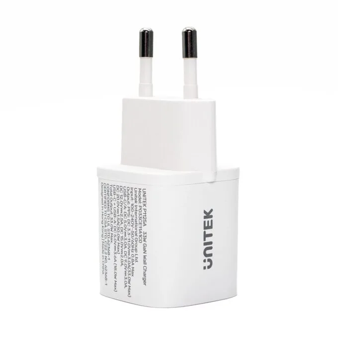Unitek 1x USB-A 1x USB-C QC 33W white — image 2