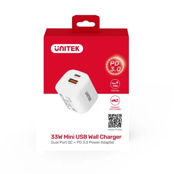 Unitek 1x USB-A 1x USB-C QC 33W white — image 7
