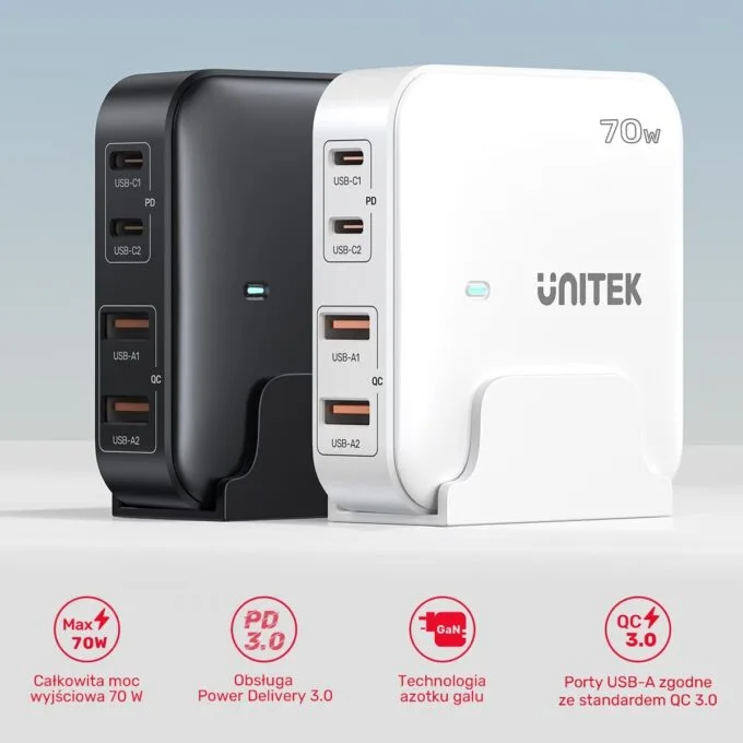 Unitek Desk Charger GAN 70W 2xUSB-A 2xUSB-C — image 2