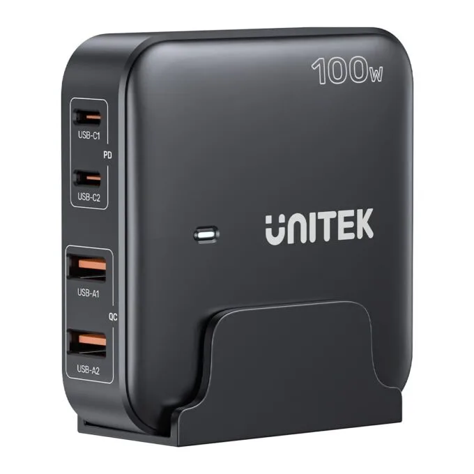 Unitek Desk Charger GAN 100W 2xUSB-A 2xUSB-C black — image 1