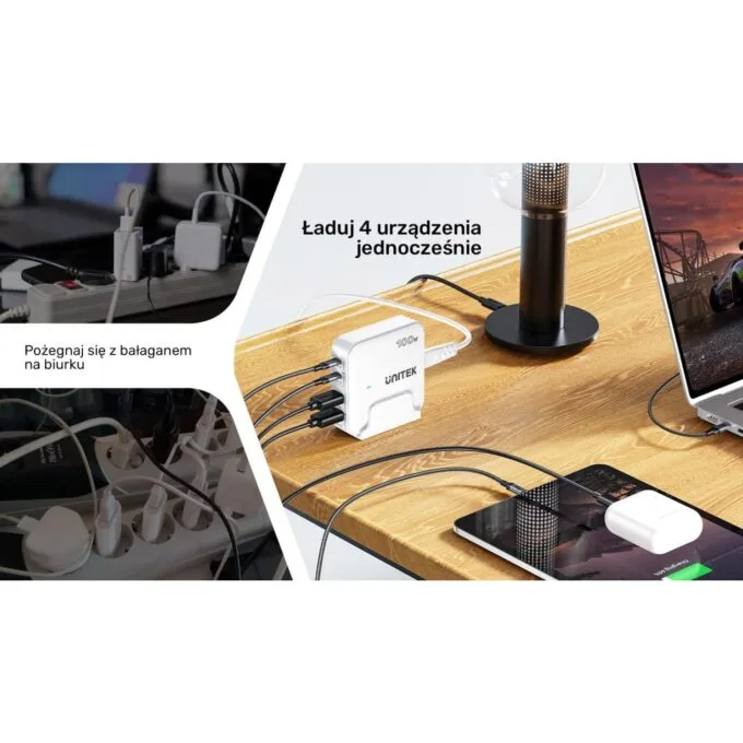 Unitek Desk Charger GAN 100W 2xUSB-A 2xUSB-C white — image 13