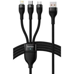 Baseus Flash Series USB 3w1, USB-C + micro USB + Lightning, 100W, 1.2m (black)