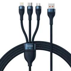 Baseus Flash Series USB 3w1, USB-C + micro USB + Lightning, 100W, 1.2m (blue)