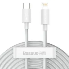 Baseus Simple Wisdom USB-C for Lightning, PD, 20W, 1.5m (white) 2 pcs.