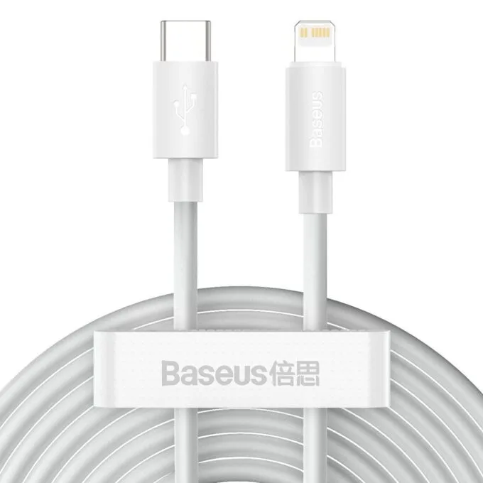 Baseus Simple Wisdom USB-C for Lightning, PD, 20W, 1.5m (white) 2 pcs. — image 1