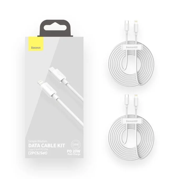 Baseus Simple Wisdom USB-C for Lightning, PD, 20W, 1.5m (white) 2 pcs. — image 11