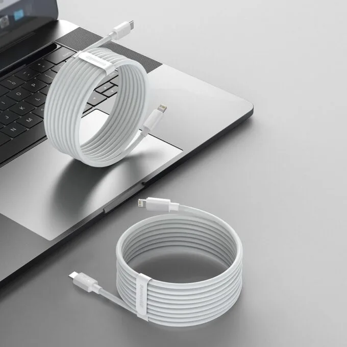 Baseus Simple Wisdom USB-C for Lightning, PD, 20W, 1.5m (white) 2 pcs. — image 6