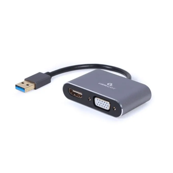 Gembird Adapter with USB on HDMI+VGA grey — image 1