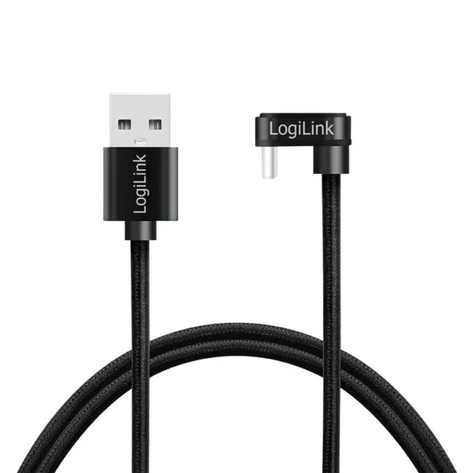 LogiLink USB 2.0 | USB-A - USB-C 3.0m in angled black — image 1
