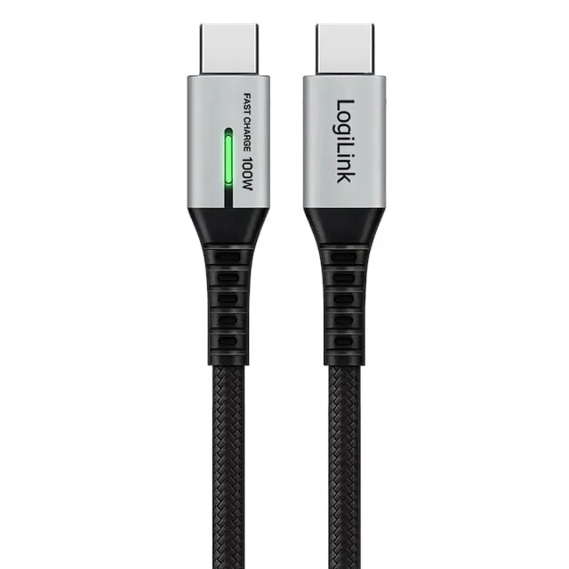 LogiLink USB-C 20 Gb/s, 100W 2.0m in black cover — image 1